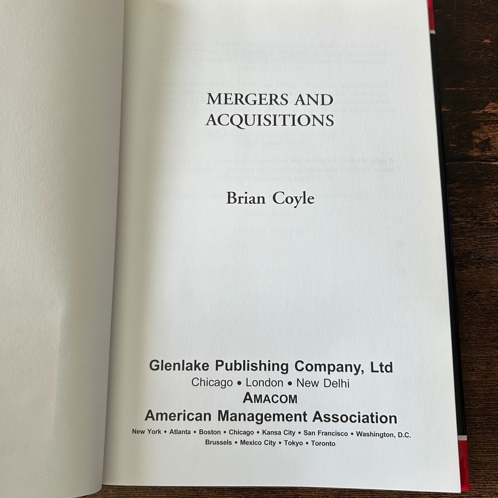 Glenlake Mergers & Acquisitions Book Brian Coyle Hardcover Finance Excellent M&A - Picture 2 of 4